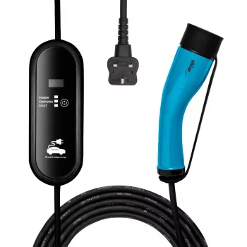 Akyga AK-EC-20 mobiele EV-lader, Type 2, UK-stekker (BS 1363), eenfasig, 13 A, 3 kW, LCD, 5 m