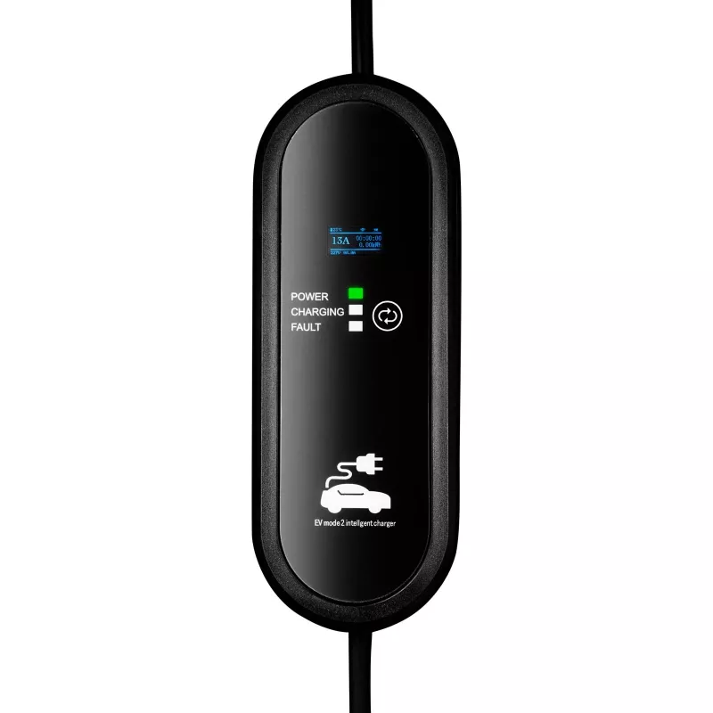 Akyga AK-EC-20 mobiele EV-lader, Type 2, UK-stekker (BS 1363), eenfasig, 13 A, 3 kW, LCD, 5 m