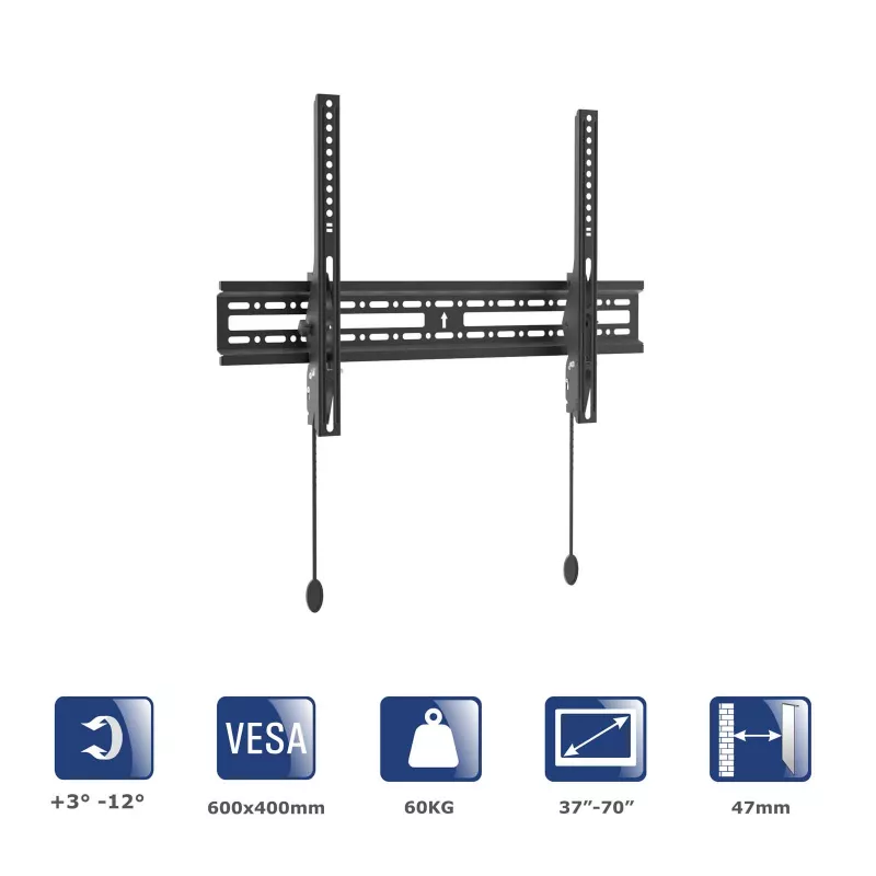 Akyga AK-MB-07 kantelbare TV-muurbeugel, 37-70 inch, 60 kg, VESA 600x400, zwart