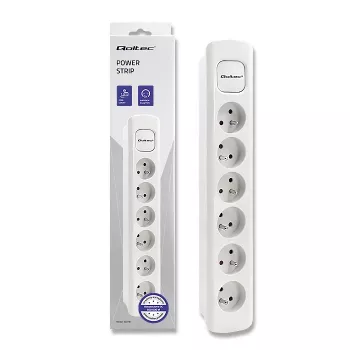 Qoltec Stekkerdoos 6 stopcontacten 1,8 m wit