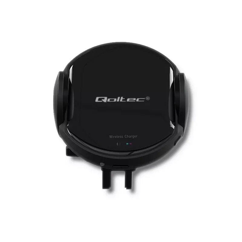 Qoltec PRO draadloze autolader met IR-houder 15W QC 3.0 USB Type-C zwart
