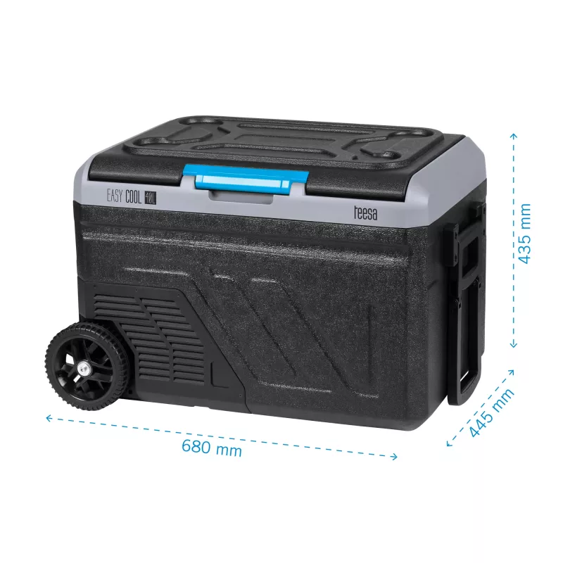 TEESA TSA6002 professionele compressor-koelkast/vriezer 40L, DC12/24V AC230V, batterijcompatibel, grote wielen, stevige greep, Bluetooth