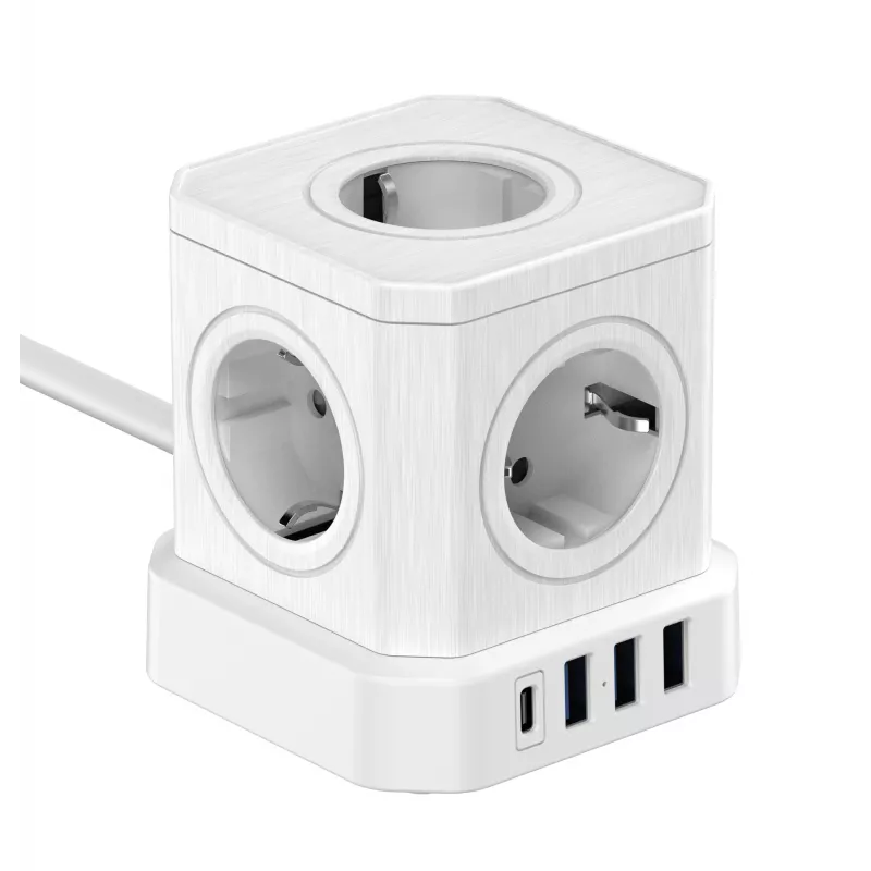 Newell GaN Power Cube 9w1 wit stekkerdoos met USB-oplader