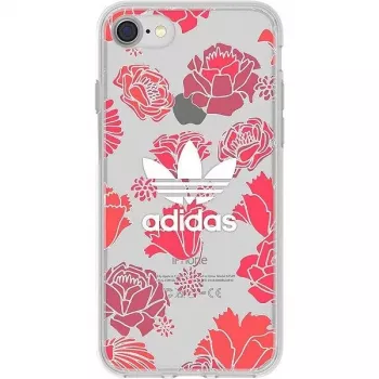 Adidas Apple iPhone 6/6s/7/8 Clear Case Flowers Rood