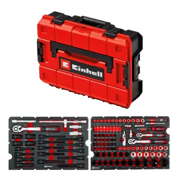 EINHELL-KWB E-Case gereedschapskoffer auto, 121-delig (zwart/rood, met gereedschapsset voor hobby-monteurs)