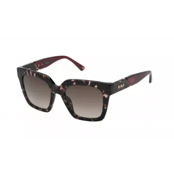 Nina Ricci SNR3185201GQ dames zonnebril - zwart acetaat montuur met grijze gradientglazen, 52 mm