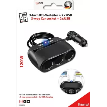 2GO 797256 auto-oplader voor mobiele apparaten, zwart