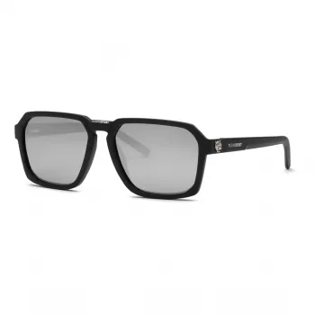 PHILIPP PLEIN SPORT heren zonnebril SSP030 - 59/17/145 mm, zwart acetaat montuur, grijze glazen, UV400-bescherming
