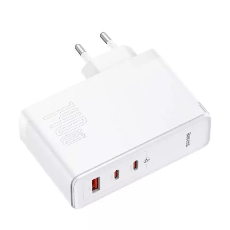 Baseus Travel Charger GaN5 Pro snelle wandlader, C+C+U, 140W, wit, EU-stekker (CCGP100202)