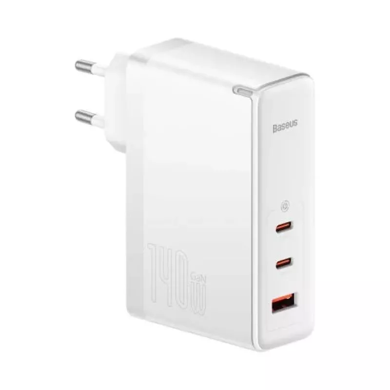 Baseus Travel Charger GaN5 Pro snelle wandlader, C+C+U, 140W, wit, EU-stekker (CCGP100202)