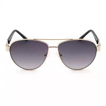 Guess GF0414-6032B unisex vierkante zonnebril, glanzend zwart montuur, bruin gradient lens, 60/12/140 mm