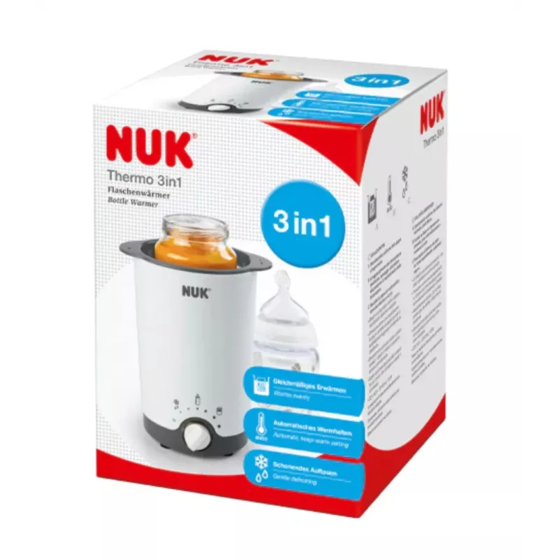 NUK Thermo 3in1 babyvoedingwarmer wit/zwart 7,6cm