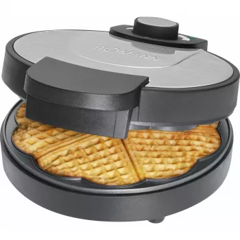 Bomann WA 1365 CB wafelijzer 1000 W hartvorm antiaanbak zwart/rvs