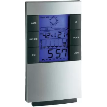 TFA 35.1087 elektronisch weerstation met draadloze buitensensor, LCD-display, radiografische klok, weersverwachting, maanfase, wekker