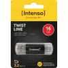 INTENSO Twist Line 16 GB USB-stick antraciet/transparant USB-A 3.2 Gen 1 USB-C 3.2 Gen 1