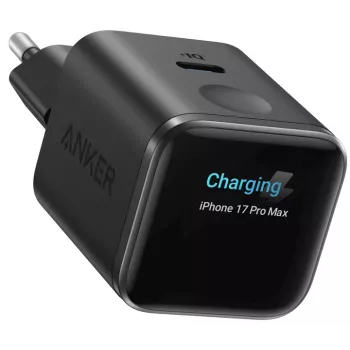 Anker Nano Charger 45W GaN USB-C oplader met ActiveShield 5.0, touchsensor, smart display, zwart