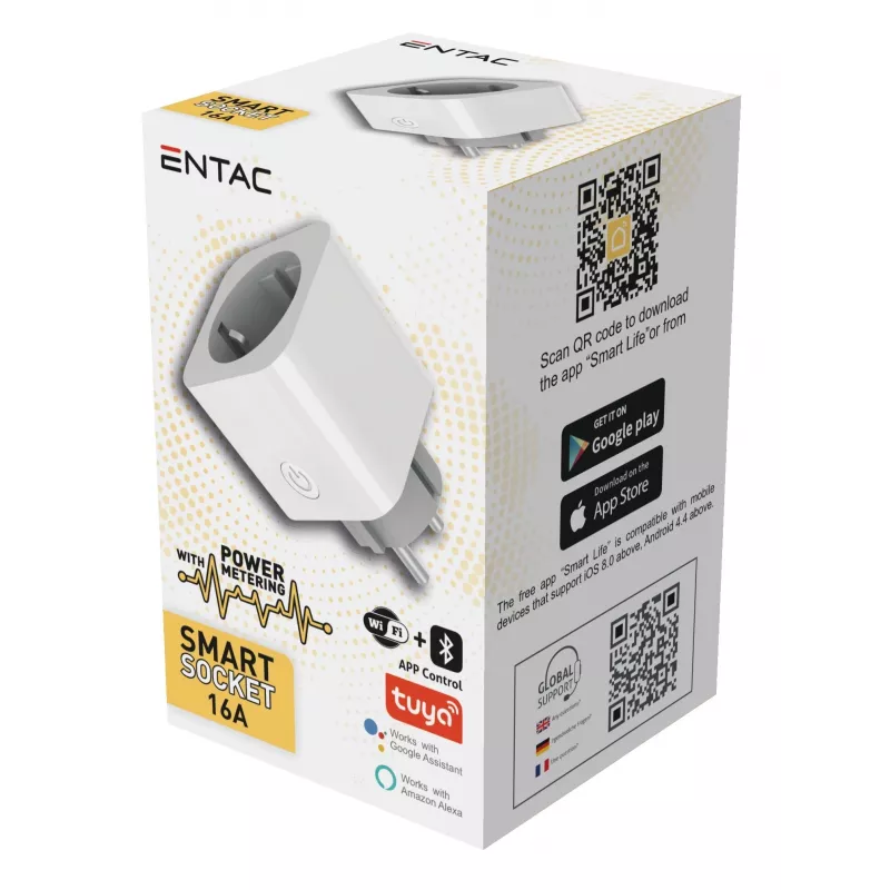 ENTAC WiFi slimme stekker met energiebewaking wit