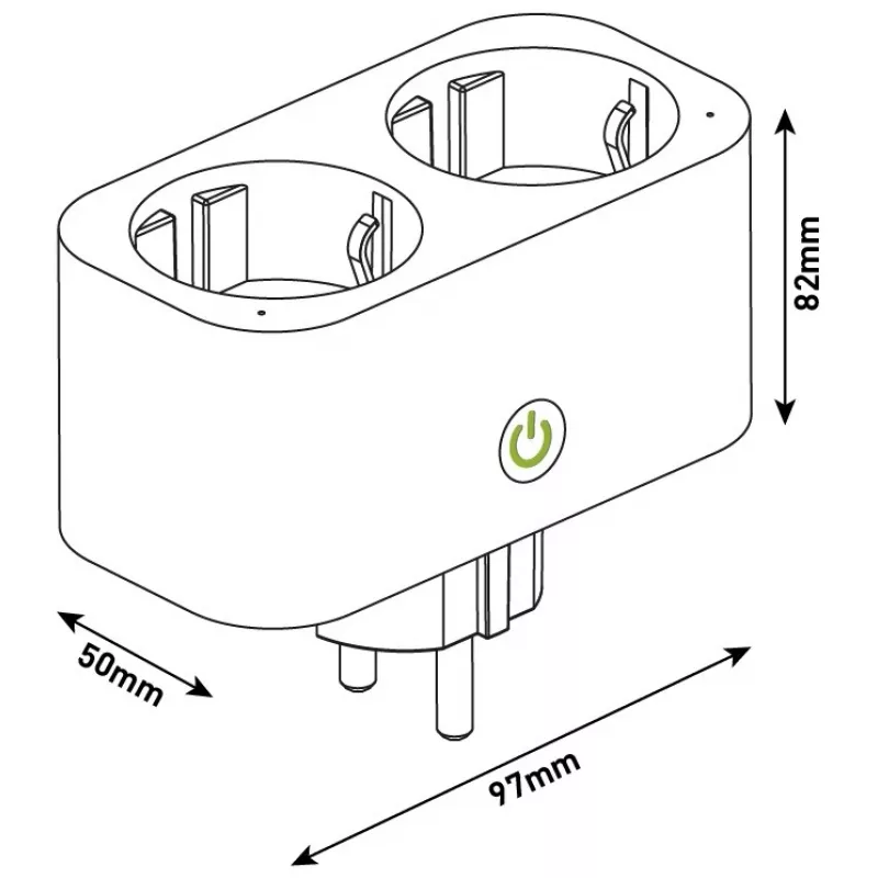 ENTAC slimme WiFi dubbel stopcontact-adapter ES-DSA-WIBLE, wit, 2 stopcontacten, 3680 W