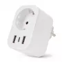 ENTAC slimme WiFi stekker 1x Schuko met 2x USB-A en 1x USB-C, wit