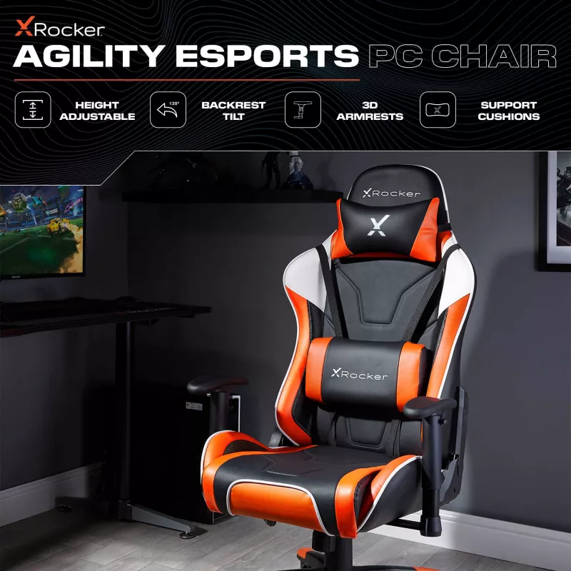 X Rocker Agility eSports gaming bureaustoel - zwart/oranje