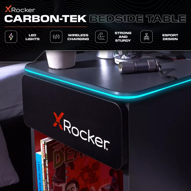X Rocker gaming nachtkastje met RGB LED-verlichting, grijs/rood