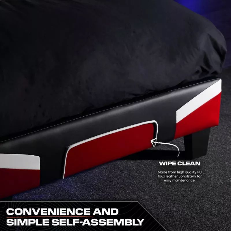 XROCKER Gaming & Racing eenpersoonsbed 90x190cm rood kunstleer