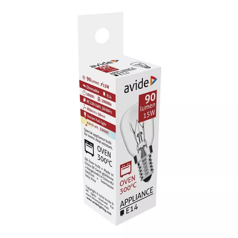 Avide Ovenlamp 300°C 90lm 15W E14 Warmwit 3000K