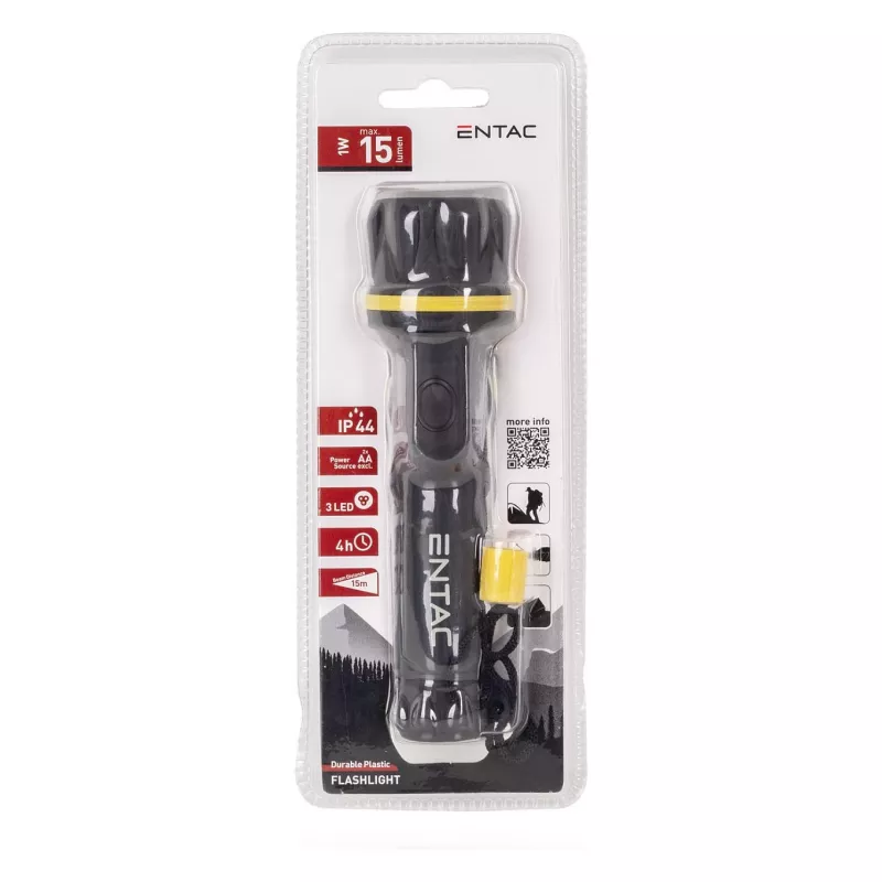 ENTAC EFL-2AA-PL LED-zaklamp 2xAA ABS-kunststof Zwart 30 Lumen