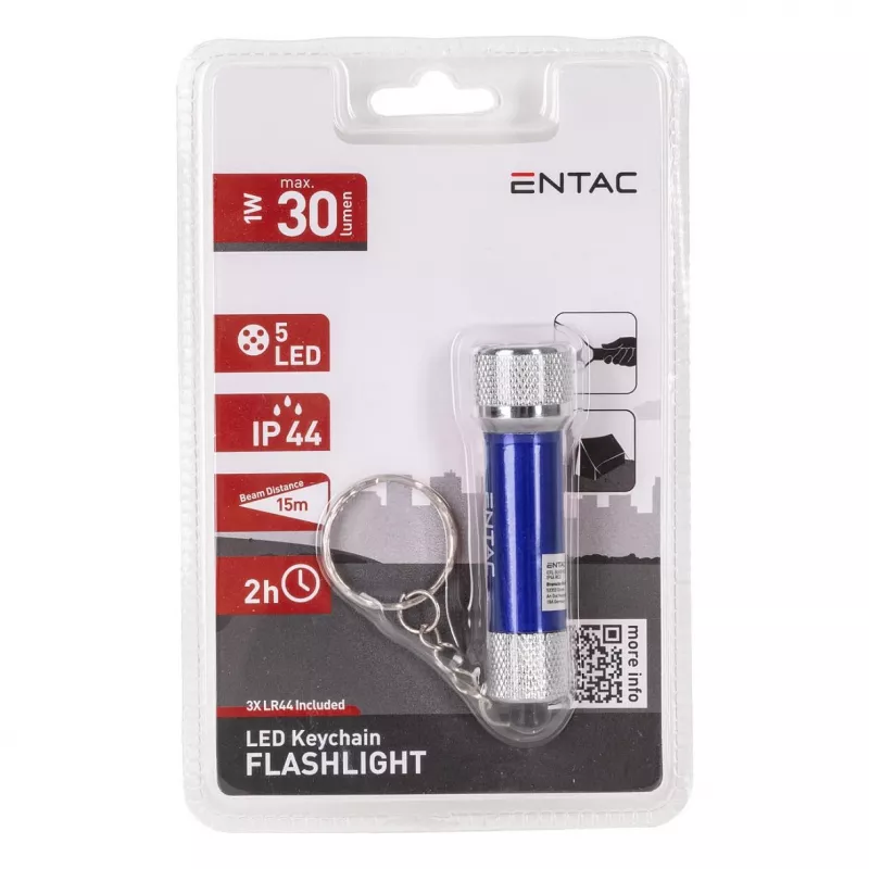 ENTAC 5 LED Sleutelhanger-zaklamp Blauw