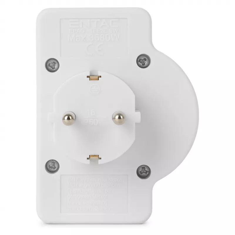 ENTAC Wandcontactdoos-adapter 2x Euro 1x Schuko met schakelaar Wit