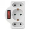 ENTAC Wandcontactdoos-adapter 2x Euro 1x Schuko met schakelaar Wit