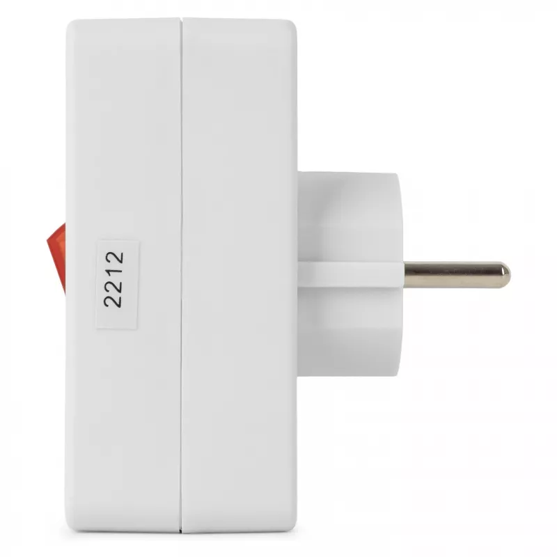 ENTAC Wandcontactdoos-adapter 2x Euro 1x Schuko met schakelaar Wit