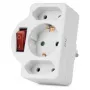 ENTAC Wandcontactdoos-adapter 2x Euro 1x Schuko met schakelaar Wit