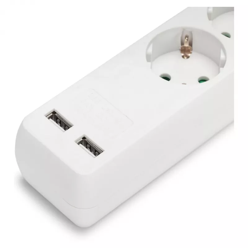 ENTAC Stekkerdoos 3-voudig met USB 1,5m Schakelaar Wit