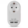 ENTAC Stekkerdoos-adapter met 2x USB-A Wit