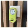 ENTAC Stekkerdoos-adapter met 2x USB-A Lime