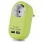 ENTAC Stekkerdoos-adapter met 2x USB-A Lime