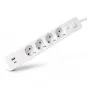 ENTAC stekkerdoos 4-voudig met 1x USB-A & 1x USB-C, 1,5 m wit