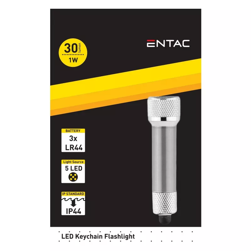 ENTAC 5 LED-sleutelhangerzaklamp zilver