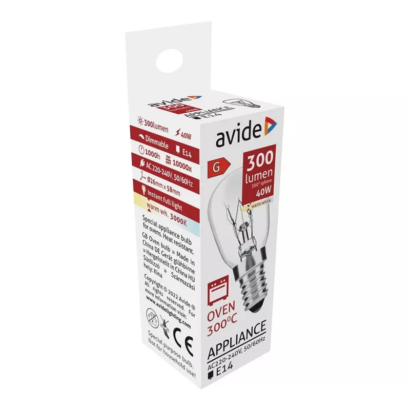 Avide ovenlamp 300°C 300lm 40W E14 warmwit 3000K