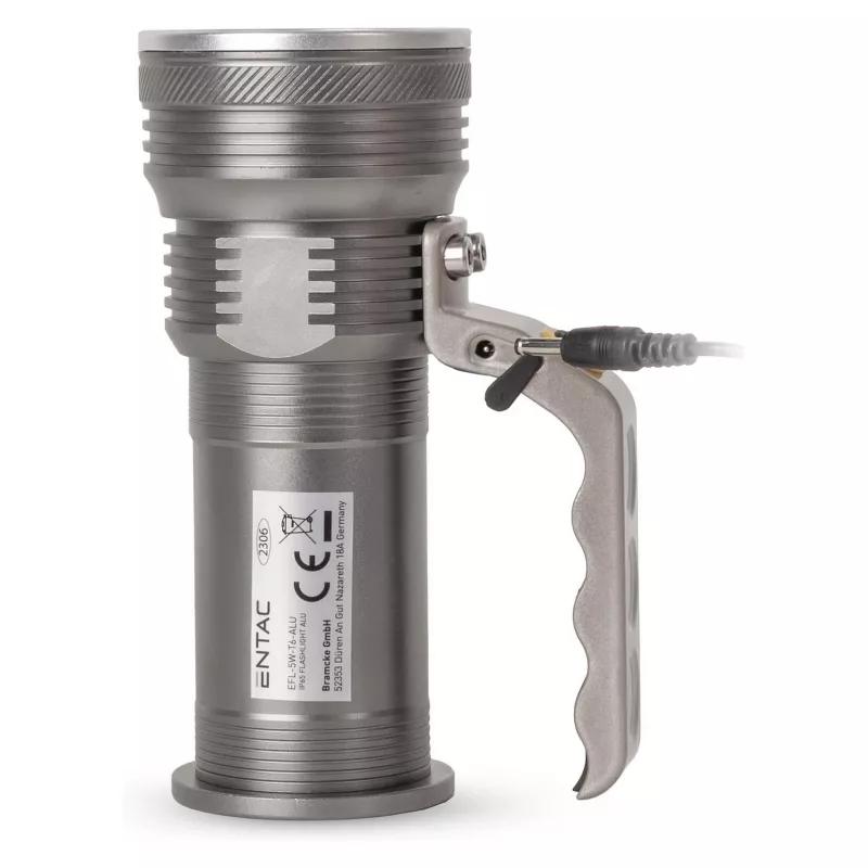 ENTAC 5W T6 LED-zaklamp aluminium 2x18650 incl. netlader