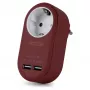 ENTAC stopcontactadapter met 2x USB-A bordeaux