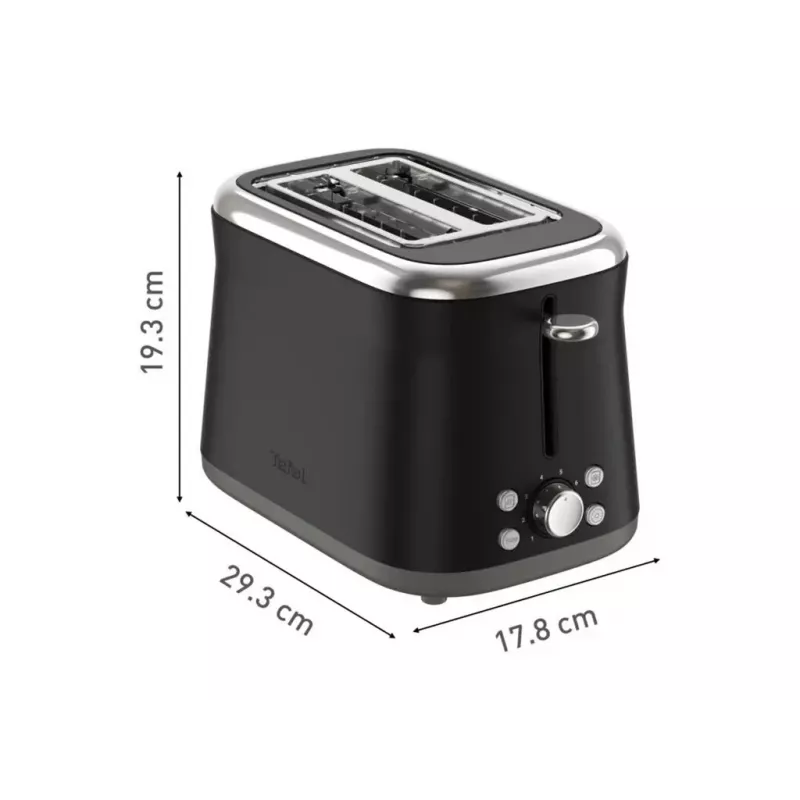 TEFAL toaster TT7208E0 Collection Retro 850 W 2 slots roestvrijstaal zwart