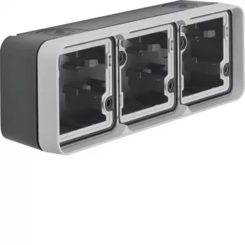 Hager WNA683 opbouw-behuizingsonderdeel 3-voudig horizontaal met frame en kabelinvoer, zuiverwit