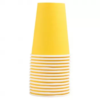 PROnappe 15 papieren bekers 200 ml, geel (89119I)