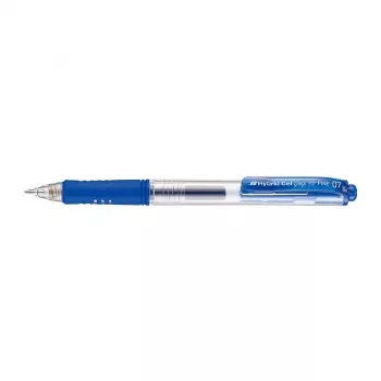Pentel Hybrid Gel Grip intrekbare gelpen - blauwe inkt - 0,7 mm medium punt - metalen clip - transparant blauwe huls