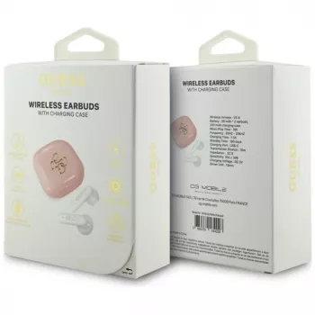 Guess 4G Metal Logo True Wireless Stereo Bluetooth 5.0 Earbuds met oplaadcase - Roze