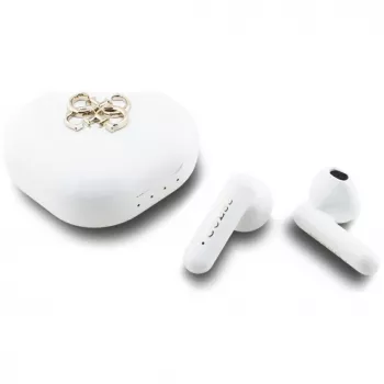 Guess 4G Metal Logo True Wireless Stereo Bluetooth-oordopjes met oplaadcase (wit)