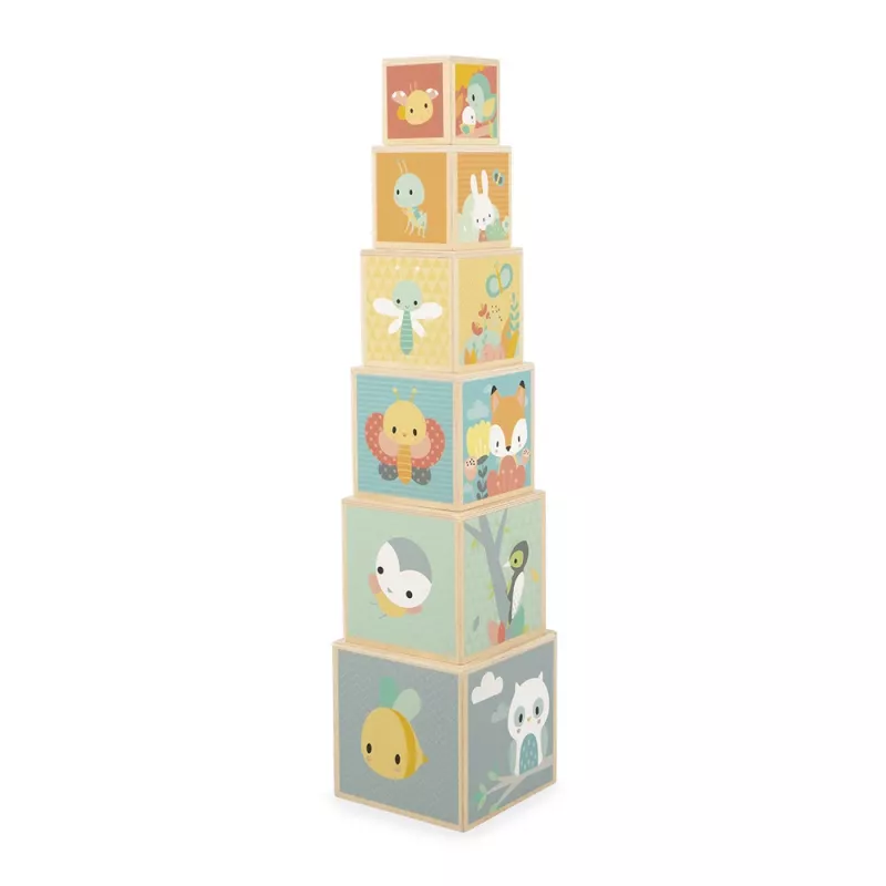 Janod Pure stapelpiramide van hout, 6 delen, vanaf 12 maanden