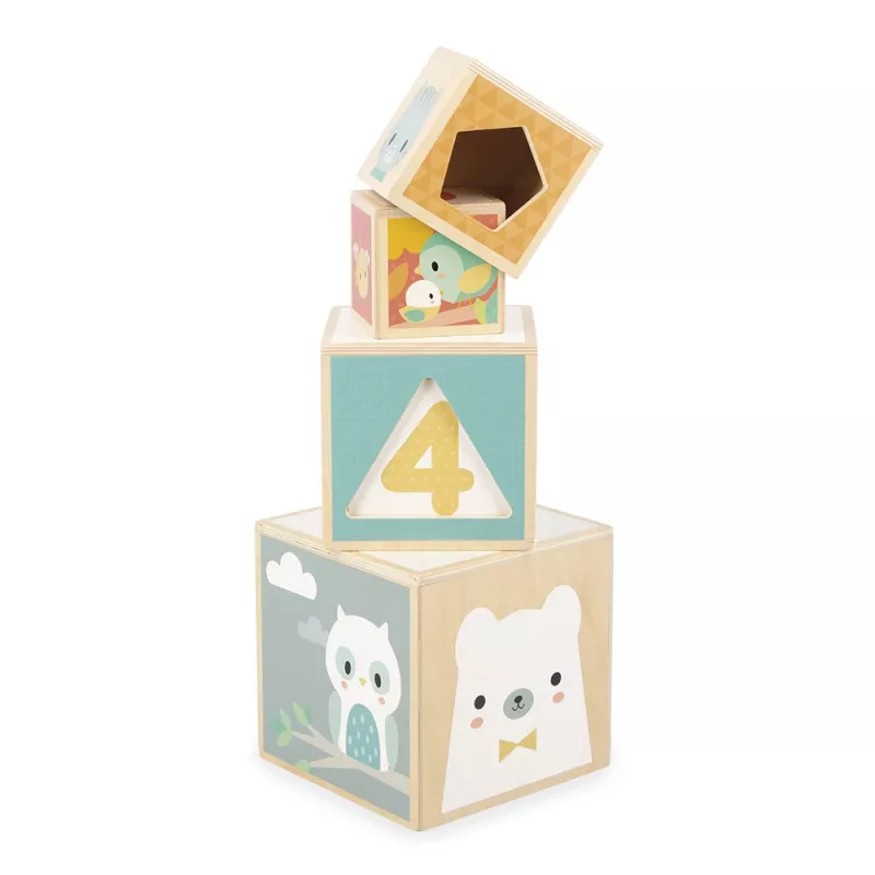 Janod Pure stapelpiramide van hout, 6 delen, vanaf 12 maanden